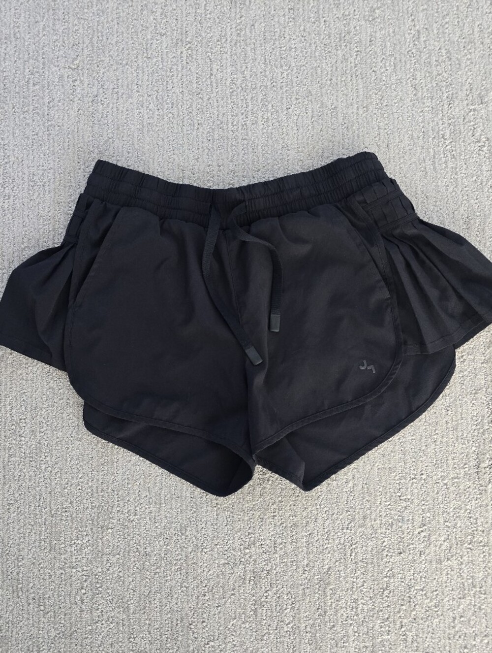 Joy Lab Black Women's Athletic Pleated Ruffle Hem Shorts